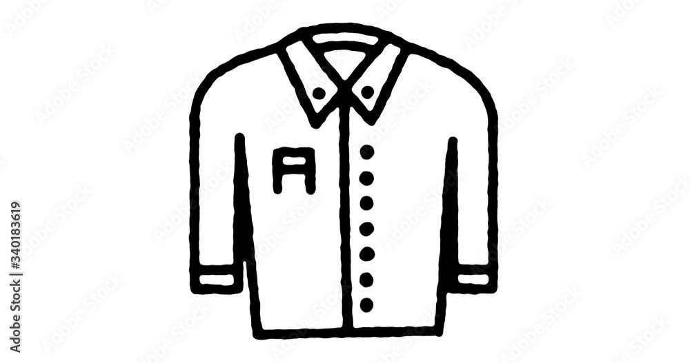 Poster hand drawn sketch icon animation for sport shirt to use as video design element. minimalistic symbol