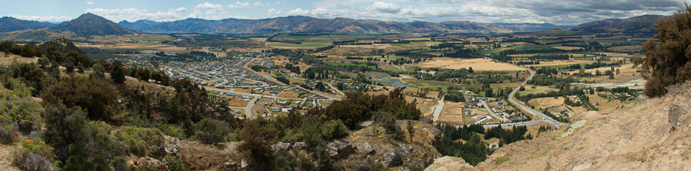 View of Wanaka from Mount Iron in Otago on South Island of New Zealand
