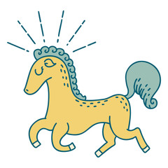 traditional tattoo style prancing stallion