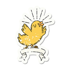 grunge sticker of tattoo style happy bird
