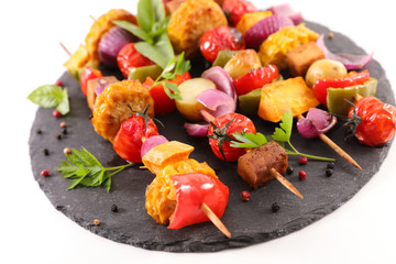 vegetable grilled barbecue with cob corn, tomato,bell pepper,onion
