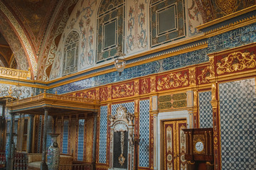 Interior from the Ancient Ottoman residence Topkapi Palace, served as the main residence and...