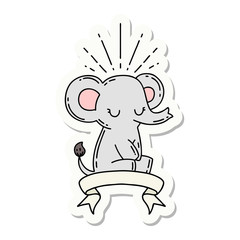 sticker of tattoo style cute elephant