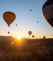 March 2020: The great tourist attraction of Cappadocia - balloon flight. Cappadocia is known around the world as one of the best places to fly with hot air balloons. Goreme, Cappadocia, Turkey.