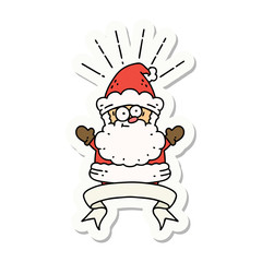 sticker of tattoo style santa claus christmas character