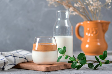 Dalgona Coffee, Fluffy creamy whipped coffee with coffee beans
