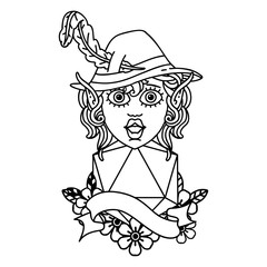 elf bard character with natural twenty illustration