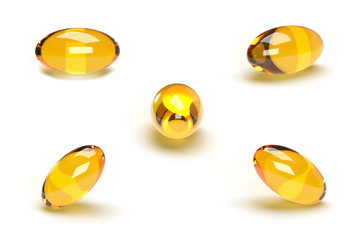 3D Render of a Set of Fish Oil on White Background