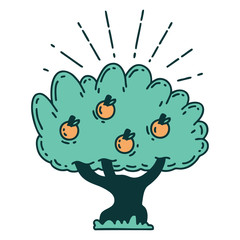 traditional tattoo style apple tree