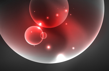 Neon shiny transparent glowing circles with light effects. Techno futuristic vector abstract background For Wallpaper, Banner, Background, Card, Book Illustration, landing page