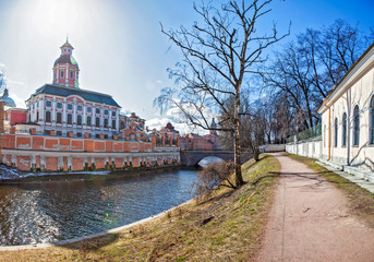 Annunciation Church and Monastery River. Alexander Nevsky Lavra. St. Petersburg. Russia