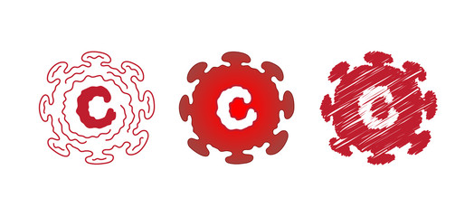 C alphabet is represent Coronavirus or covid-19 in symbol and icon vector design