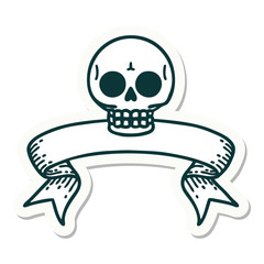 tattoo sticker with banner of a skull