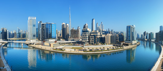 Fototapeta premium Amazing view on Dubai futuristic skyline center, Dubai, United Arab Emirates