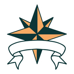 tattoo with banner of a star