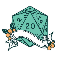 natural twenty D20 dice roll illustration