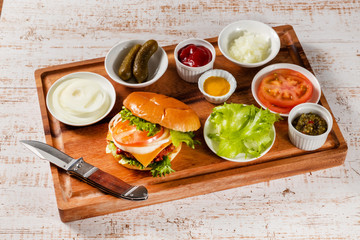 ハンバーガーセット　American fast food hamburger