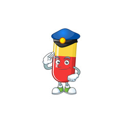 A dedicated Police officer of red yellow capsules mascot design style