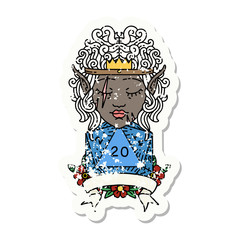 elf barbarian character with natural twenty dice roll illustration