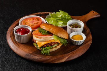 ハンバーガーセット　American fast food hamburger