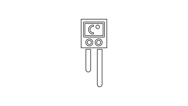 Black line Temperature and humidity sensor icon isolated on white background. 4K Video motion graphic animation