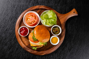 ハンバーガーセット　American fast food hamburger