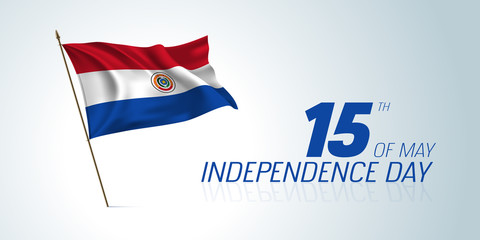 Paraguay independence day greeting card, banner, horizontal vector illustration