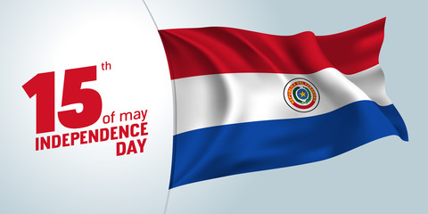 Paraguay independence day greeting card, banner, vector illustration