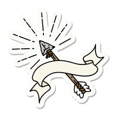 sticker of tattoo style old flint tip arrow