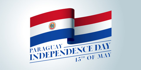 Paraguay happy independence day vector banner, greeting card
