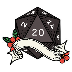 natural twenty D20 dice roll illustration