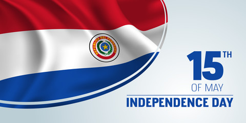 Paraguay independence day vector banner, greeting card