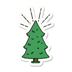 sticker of tattoo style pine tree