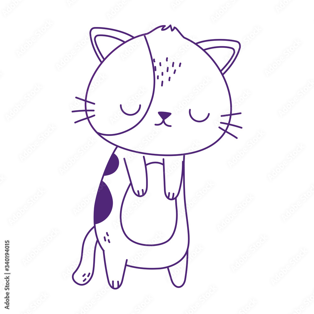 Poster kawaii cute cat mascot cartoon isolated icon