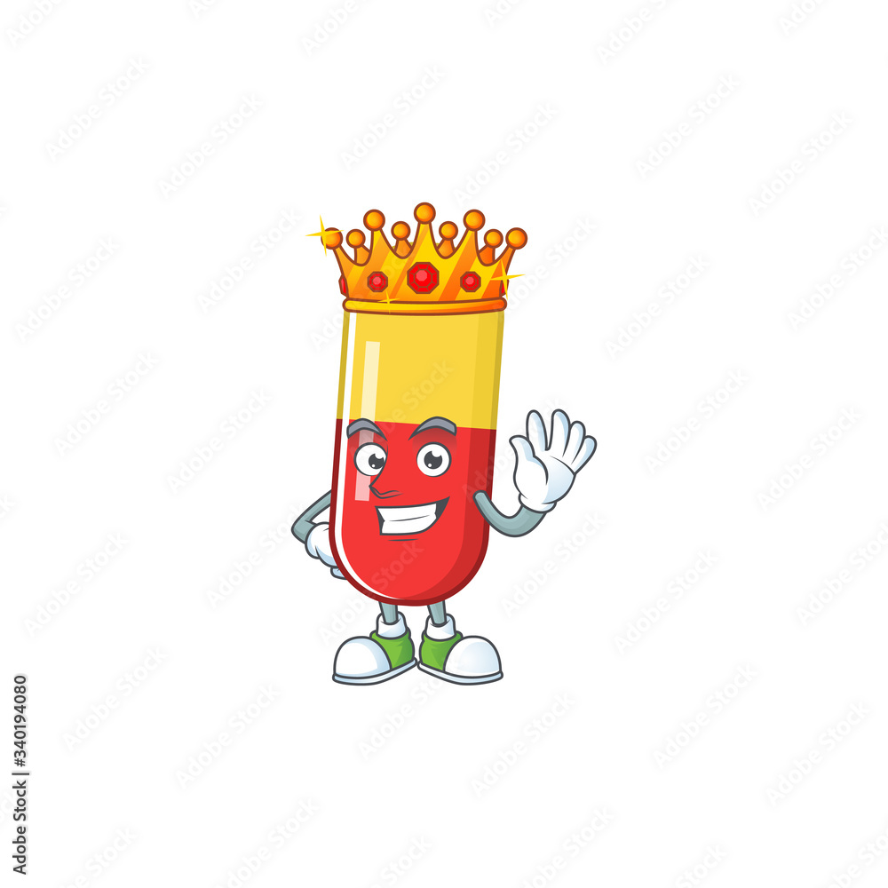 Wall mural The Charismatic King of red yellow capsules cartoon character design wearing gold crown