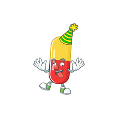 Amusing Clown red yellow capsules cartoon character mascot style