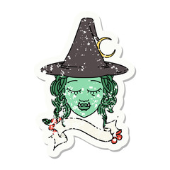 half orc witch character face grunge sticker