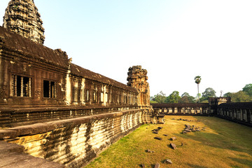 Fototapeta premium Angkor Wat in Cambodia is the largest religious monument in the world and a World heritage listed complex