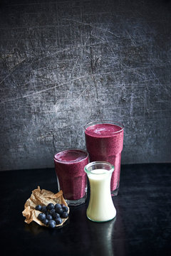 Blueberry Smothie With Fruits And Milk