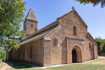 Fototapeta na wymiar View of the Saint-Perre de Braincion romanic church, Burgundy, France