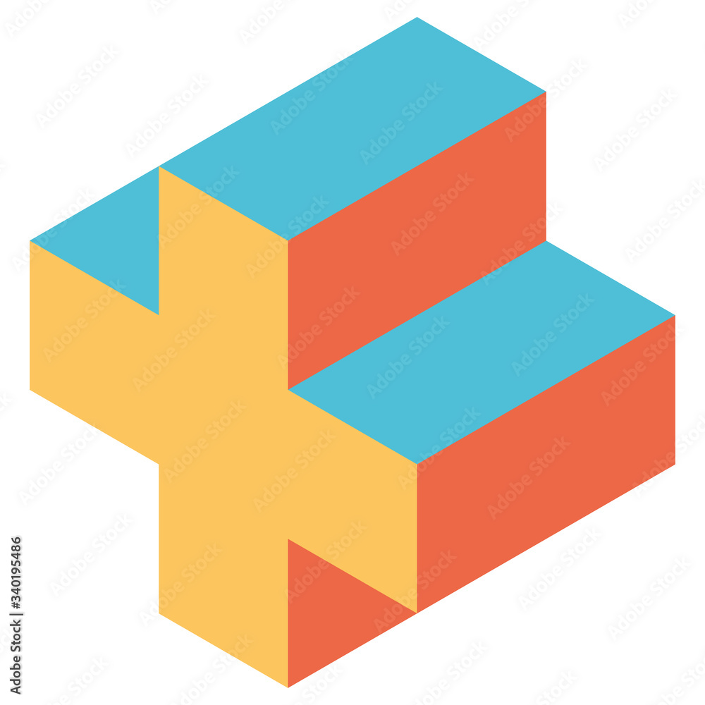 Poster cross of cubes. retro colored. isometric 3d vector object