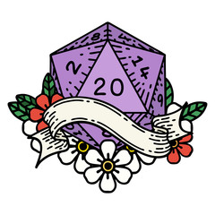 natural twenty D20 dice roll illustration