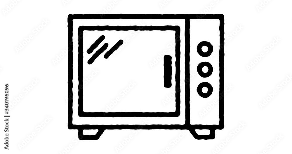 Poster hand drawn sketch icon animation for cooking time to use as video design element. minimalistic symbo