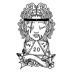 human barbarian with natural twenty dice roll illustration