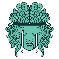 sad orc barbarian character face illustration