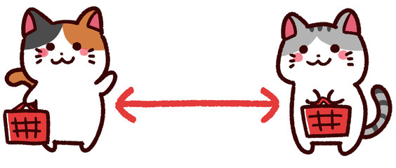 ソーシャルディスタンス　動物　猫　買い物