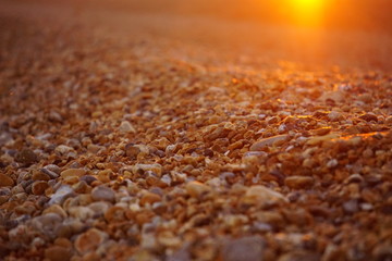 Pebbles at sunset