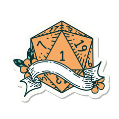 natural one d20 dice roll sticker