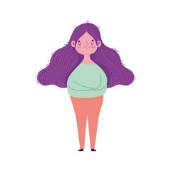 young woman standing cartoon character female isolated design