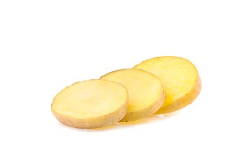 sliced potato an isolated on white background